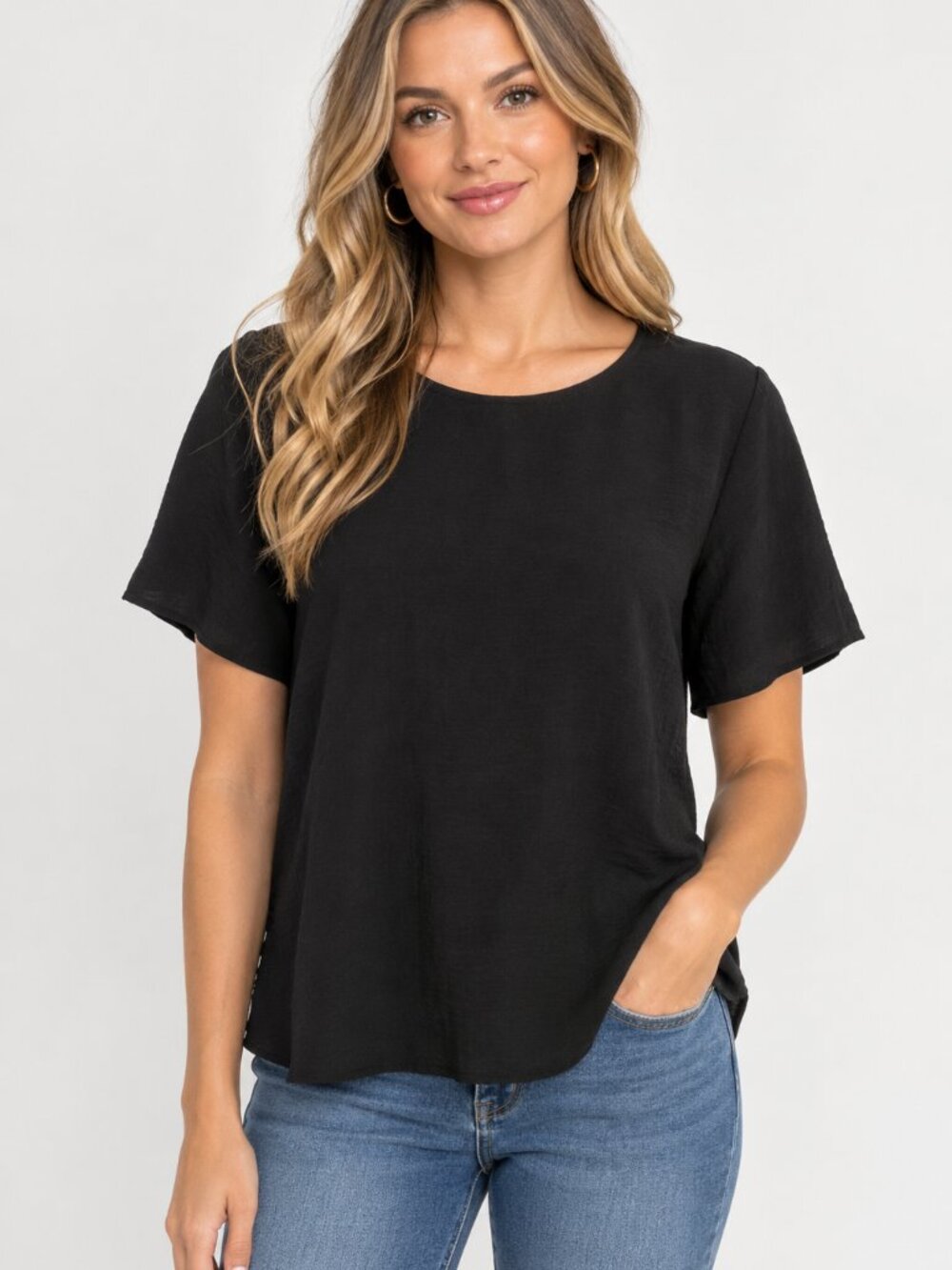 Primark Black Short Sleeve Blouse Top Size 8